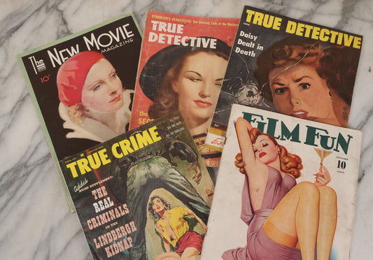 Lot 101 - Grouping Of Five Vintage Entertainment And Novelty Magazines Including Film Fun (Nov 1941), New Movie Magazine (Jan 1930), True Crime (Mar 1962), And True Detective (Sept 1951 & June 1954)