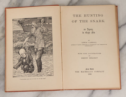 Lot 102 - "The Hunting Of The Snark, An Agony In Eight Fits" Antique Book By Lewis Carroll, Author Of "Alice's Adventures In Wonderland," With Nine Illustrations By Henry Holiday, The Macmillan Company, Publishers, New York, 1908
