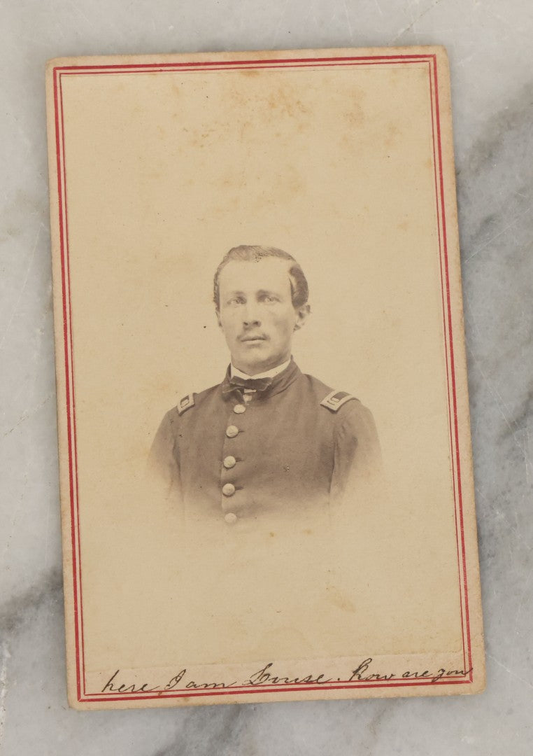 Lot 001 - Grouping Of Three Antique Photographs Including Tintype And Carte De Visite Of Civil War Union Soldier Joseph Rylands, 121st Regiment, Pennsylvania Infantry, Company B, And C.D.V. Of Wife Claire, With His Signature And Period Tax Stamps