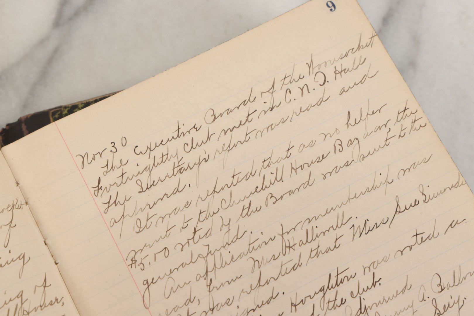 Lot 003 - Antique Archival Grouping Of Six Volumes Of Handwritten Minutes And Notes Regarding The Woonsocket Fortnightly Club, Educated Women's Social Club, Woonsocket, Rhode Island, Beginning In 1889