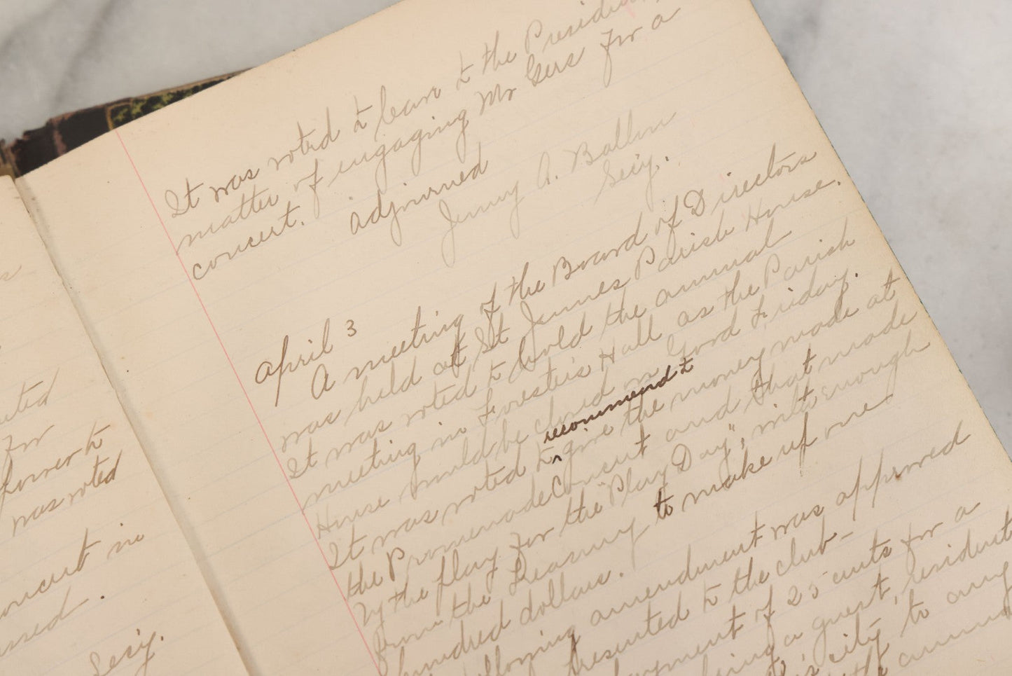 Lot 003 - Antique Archival Grouping Of Six Volumes Of Handwritten Minutes And Notes Regarding The Woonsocket Fortnightly Club, Educated Women's Social Club, Woonsocket, Rhode Island, Beginning In 1889