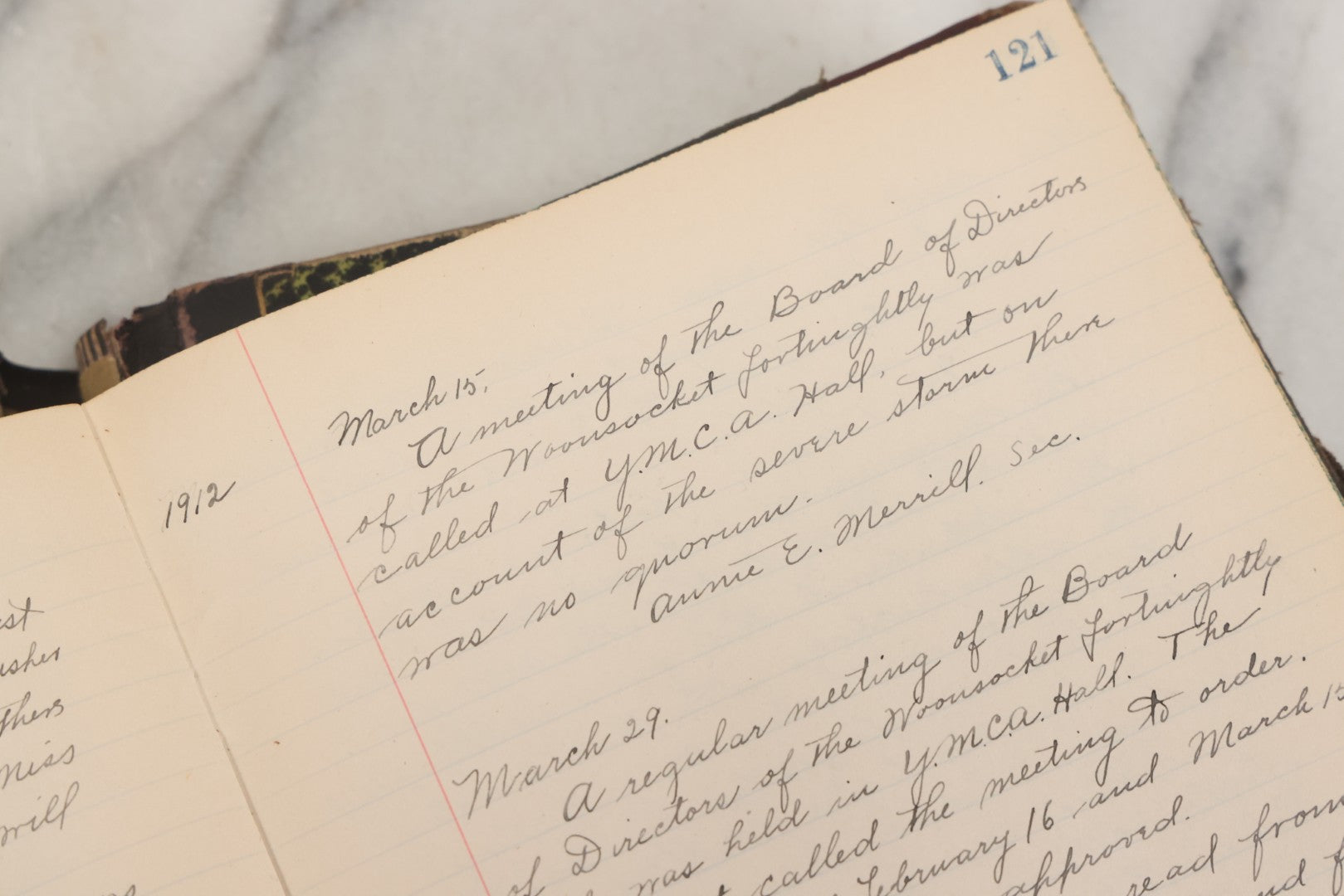 Lot 003 - Antique Archival Grouping Of Six Volumes Of Handwritten Minutes And Notes Regarding The Woonsocket Fortnightly Club, Educated Women's Social Club, Woonsocket, Rhode Island, Beginning In 1889