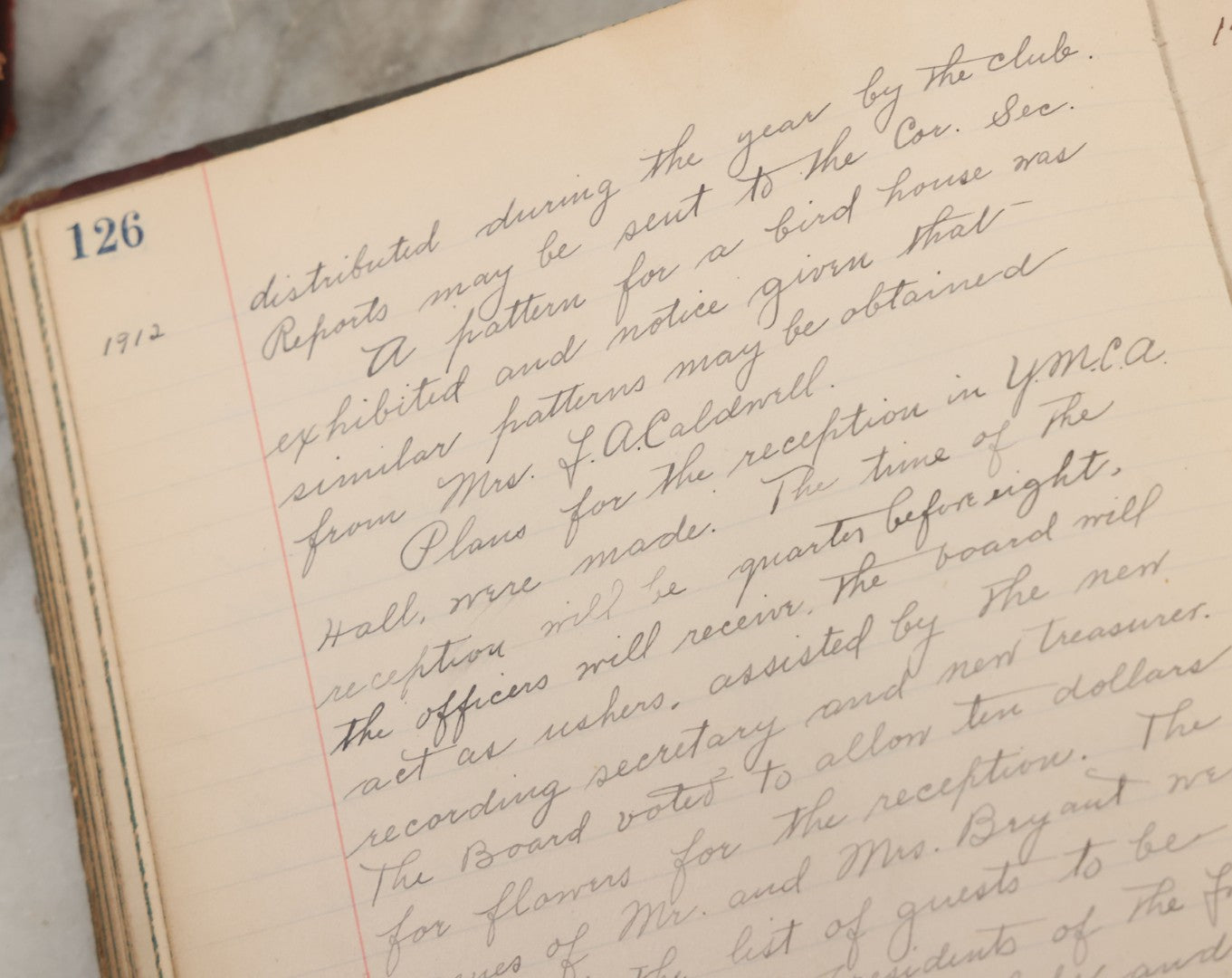 Lot 003 - Antique Archival Grouping Of Six Volumes Of Handwritten Minutes And Notes Regarding The Woonsocket Fortnightly Club, Educated Women's Social Club, Woonsocket, Rhode Island, Beginning In 1889