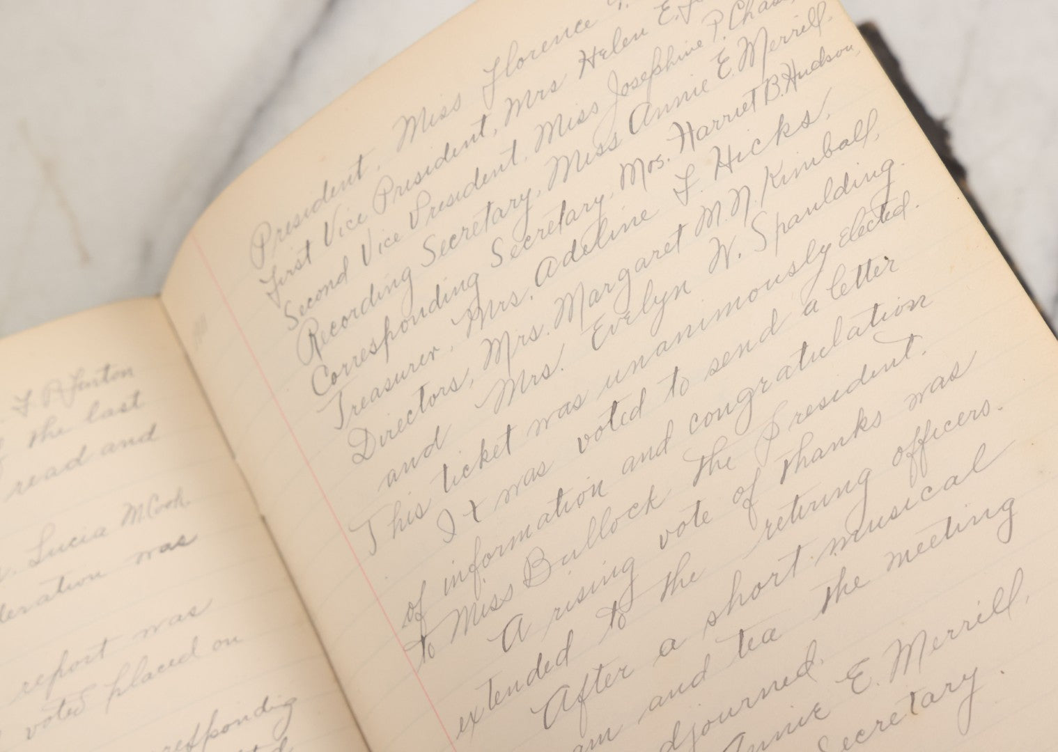 Lot 003 - Antique Archival Grouping Of Six Volumes Of Handwritten Minutes And Notes Regarding The Woonsocket Fortnightly Club, Educated Women's Social Club, Woonsocket, Rhode Island, Beginning In 1889