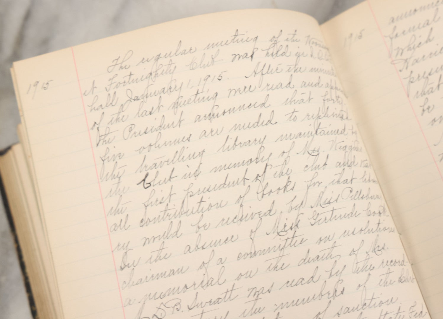Lot 003 - Antique Archival Grouping Of Six Volumes Of Handwritten Minutes And Notes Regarding The Woonsocket Fortnightly Club, Educated Women's Social Club, Woonsocket, Rhode Island, Beginning In 1889