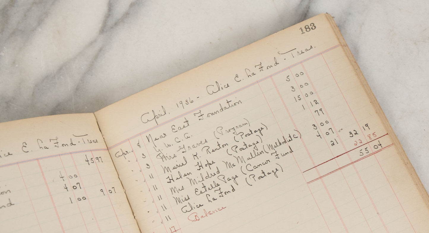 Lot 003 - Antique Archival Grouping Of Six Volumes Of Handwritten Minutes And Notes Regarding The Woonsocket Fortnightly Club, Educated Women's Social Club, Woonsocket, Rhode Island, Beginning In 1889