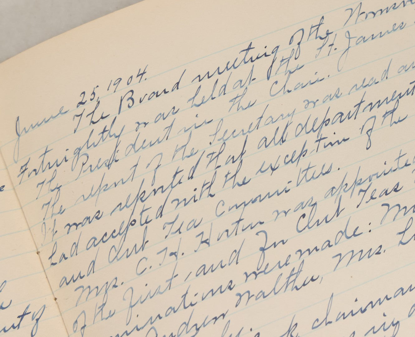 Lot 003 - Antique Archival Grouping Of Six Volumes Of Handwritten Minutes And Notes Regarding The Woonsocket Fortnightly Club, Educated Women's Social Club, Woonsocket, Rhode Island, Beginning In 1889