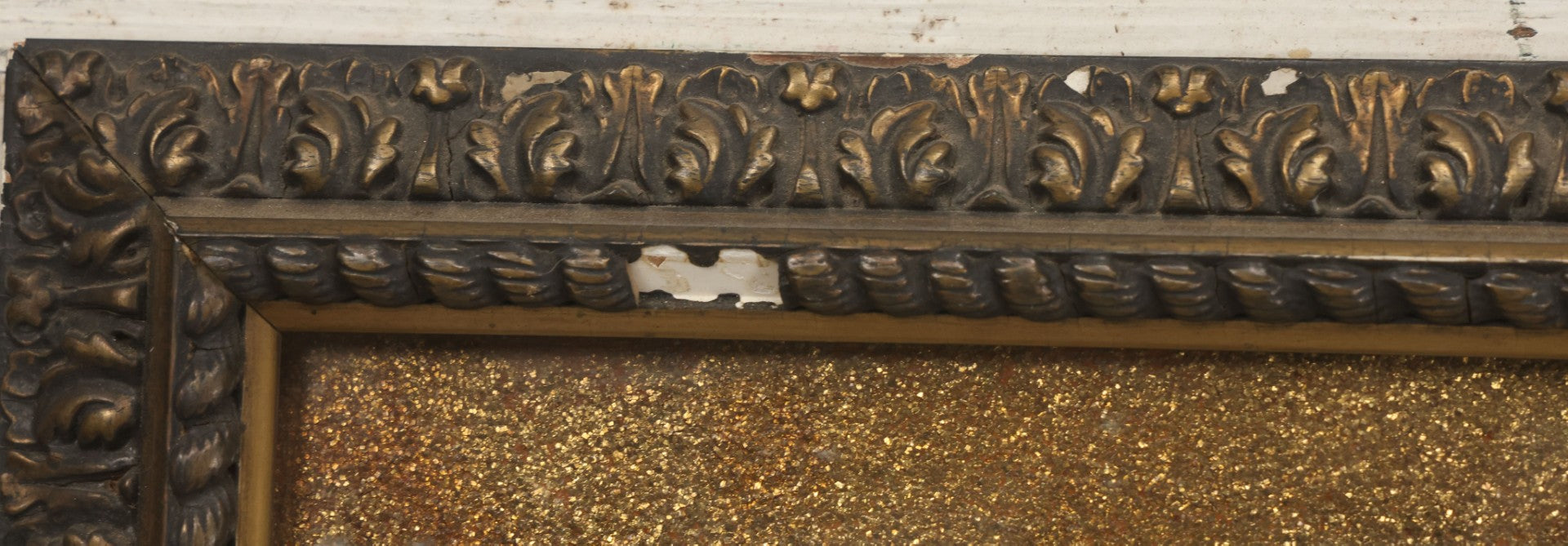 Lot 004 - Antique Late 19th Century Pastel Portrait Painting Of Saint Bernard Dog With Thick Gold Glitter Mat And Molded Gesso Frame, 18-1/2" x 18-1/2"