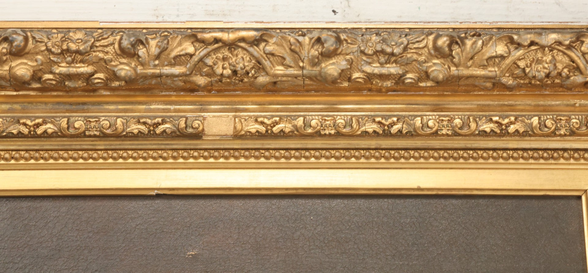 Lot 005 - Antique Late 19th Century Oil On Canvas Portrait Painting Of Pretty Young Brunette Woman In Ruffled Collar White Dress, Gilded Molded Gesso Frame, Paper Label From The Wallist Art Store, Bridgeport Connecticut, 23-5/8" x 27-3/4"