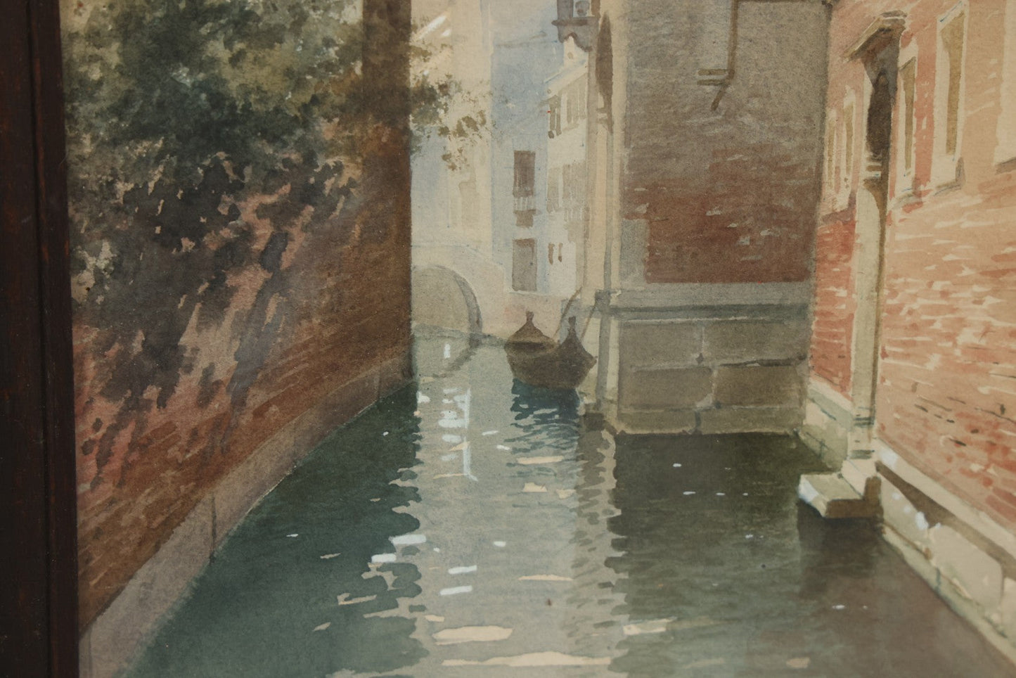 Lot 008 - Antique Watercolor Painting Of A Venetian Canal, Artist Signed, Andrea Biondetti (Italy, 1851-1946), In Frame, Paper Label On Verso From The Pohlson Galleries, Pawtucket, Rhode Island, 8-1/2" x 13"