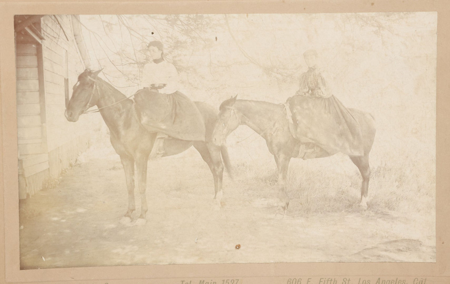 Lot 144 - Antique Boarded Photograph Of Two L.A. Cowgirls, Women Riding Horseback, Photographed By The Garden City Photo Co., Los Angeles, California, Photo No. 16504