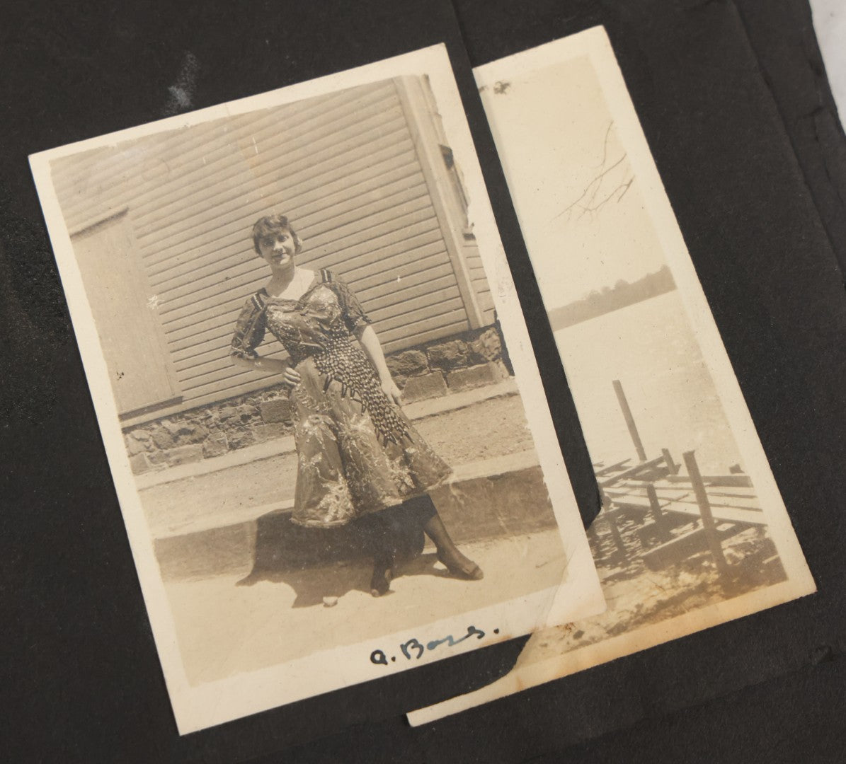 Lot 010 - Antique Vernacular Snapshot Photo Album With 90+ Photographs Circa 1910-1920, Including Baseball Player, Woman Posing With Flag, Bartenders, Many Dogs And Pets, And More
