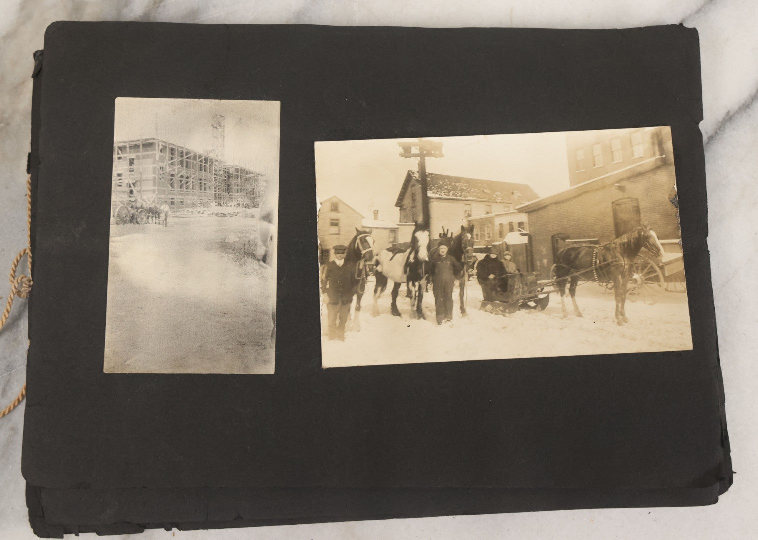 Lot 010 - Antique Vernacular Snapshot Photo Album With 90+ Photographs Circa 1910-1920, Including Baseball Player, Woman Posing With Flag, Bartenders, Many Dogs And Pets, And More