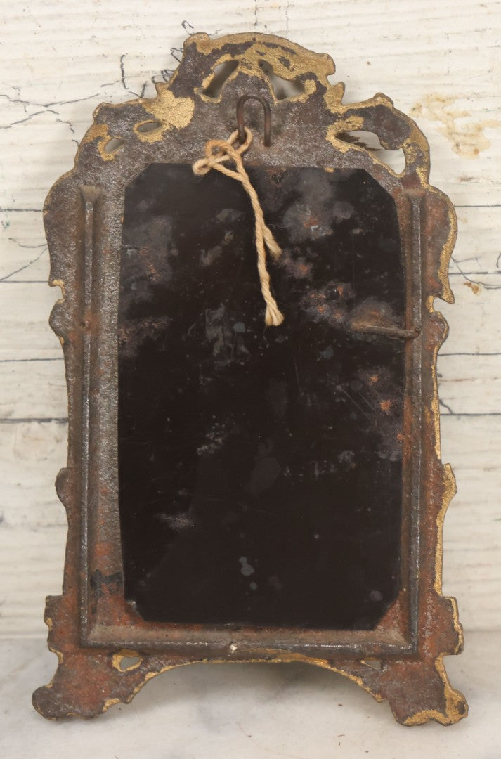 Lot 015 - Antique Tintype Photograph Of A Man And Woman Couple In Gold Painted Cast Iron Branch Frame With Flower Motif, Wire Hanger, 3-1/2" x 5-7/8"