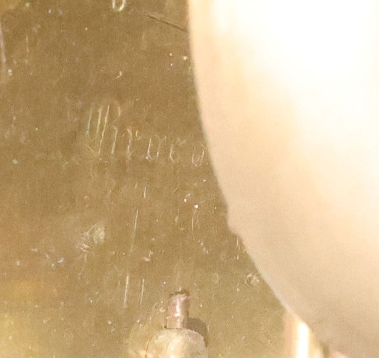 Lot 021 - Antique Inlaid Wood Cased Time And Strike Clock With Brass Adornments, Crane Decorations, Woman's Head On Pendulum, With "Brocot Brevete" Marked Movement, Porcelain Dial, Untested, As-Is, 16-1/2" Height