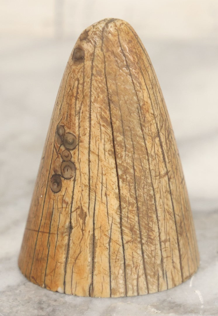 Lot 024 - Genuine Antique Whale Scrimshaw Tip Fragment Paperweight With Smoothed Bottom, Original Surface