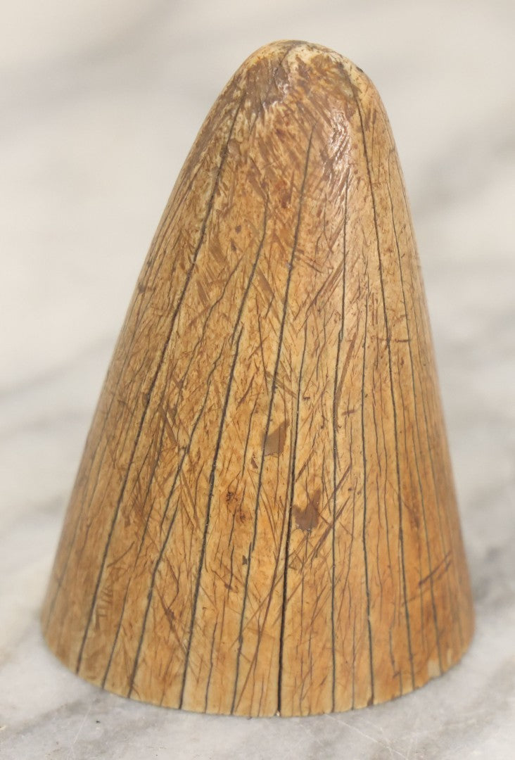 Lot 024 - Genuine Antique Whale Scrimshaw Tip Fragment Paperweight With Smoothed Bottom, Original Surface