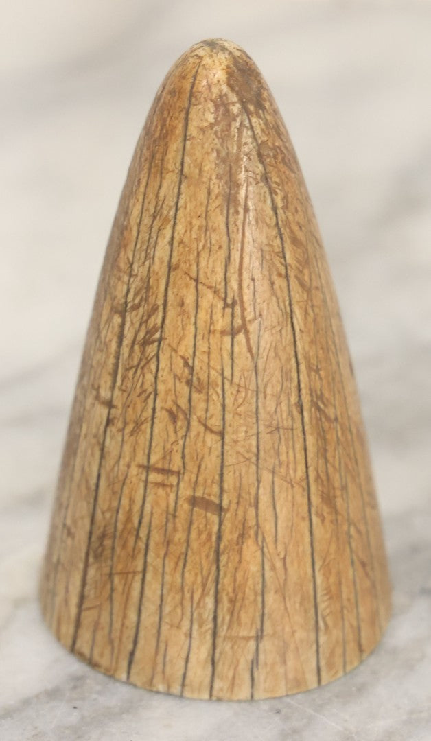 Lot 024 - Genuine Antique Whale Scrimshaw Tip Fragment Paperweight With Smoothed Bottom, Original Surface