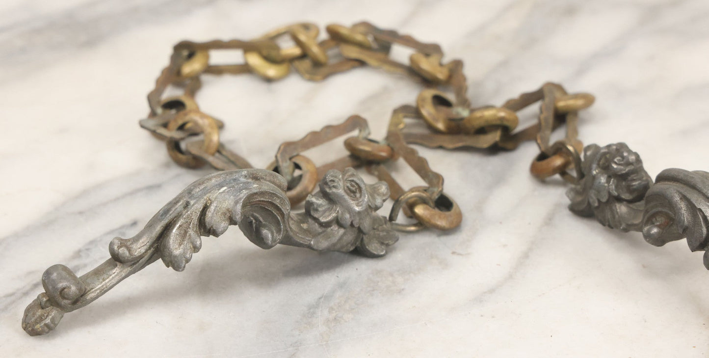 Lot 026 - Antique Cast Metal Figural Griffin Chain Fragment, As Found