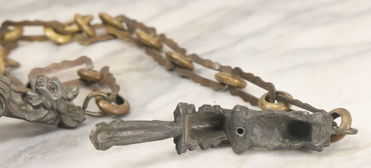 Lot 026 - Antique Cast Metal Figural Griffin Chain Fragment, As Found