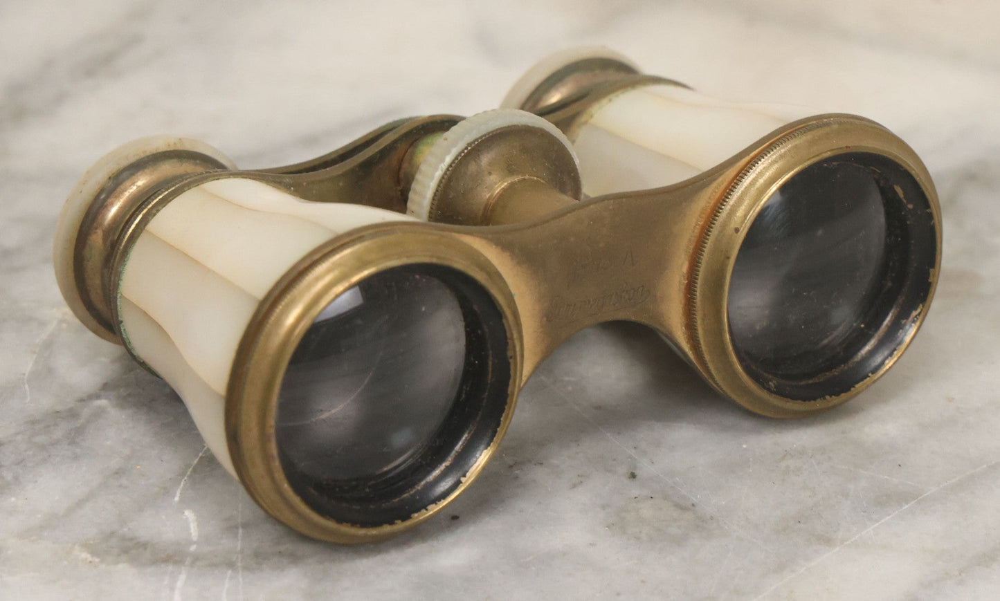 Lot 029 - Antique Busch Perimegaskop Mother Of Pearl And Brass Opera Glasses Binoculars In Original Leather Case, Manufactured By Emil Busch A.G, Rathenow, Germany, Working Condition