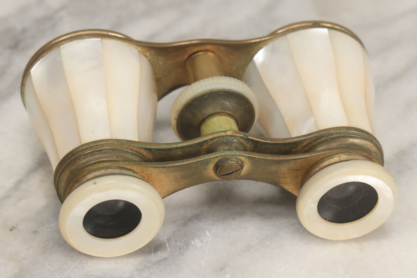 Lot 029 - Antique Busch Perimegaskop Mother Of Pearl And Brass Opera Glasses Binoculars In Original Leather Case, Manufactured By Emil Busch A.G, Rathenow, Germany, Working Condition