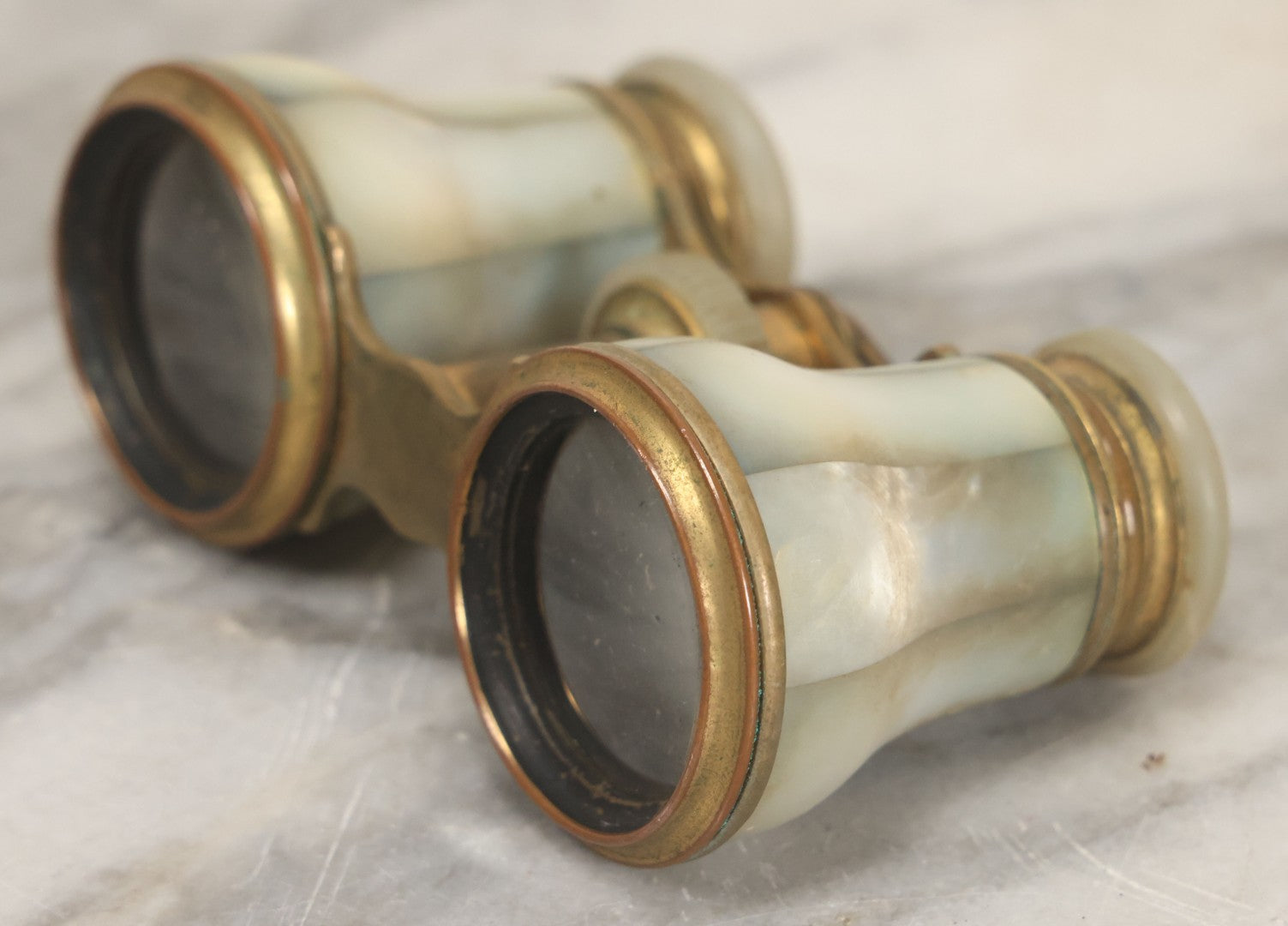 Lot 030 - Antique Unmarked Mother Of Pearl And Brass Opera Glasses Binoculars, Working Condition