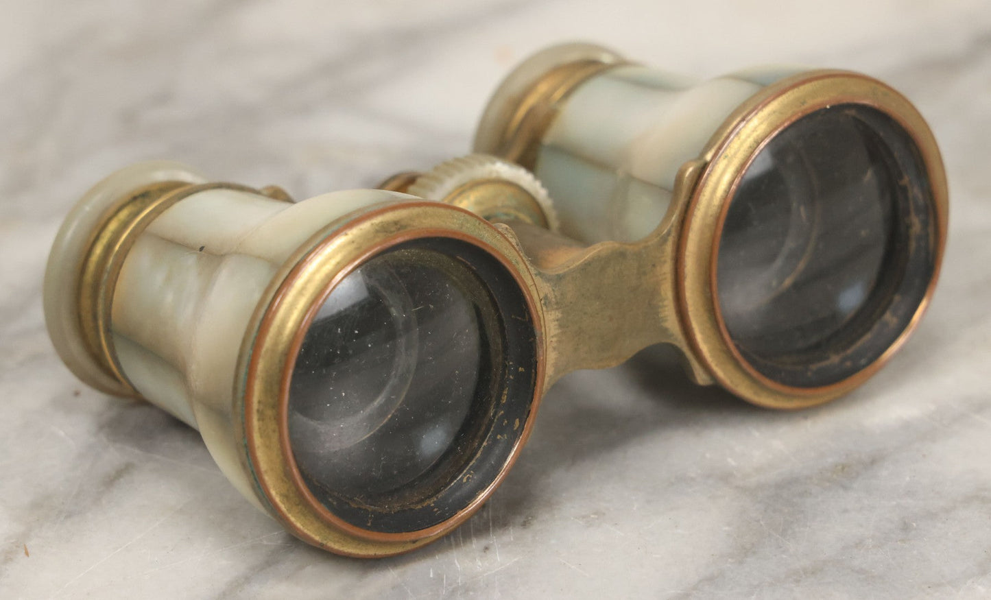 Lot 030 - Antique Unmarked Mother Of Pearl And Brass Opera Glasses Binoculars, Working Condition