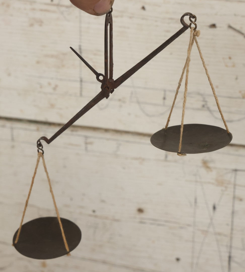 Lot 031 - Antique Gold And Silver Travel Balancing Hand Scale In Original Hand Carved Wooden Box With Paper Label Insert, Weight Tables, Missing Weights