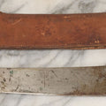 Lot 033 - Vintage World War 2 Era Machete In Custom Leather Sheath, Wood Handle, As Found With Period Military Uniforms, Blade 14-1/4" Length