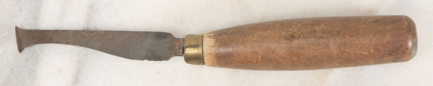 Lot 036 - Antique Farriers Hoof Knife With Wooden Handle, Brass Collar, Stamped Wilson Cutlery Co., Uxbridge, Massachusetts, 6-5/8" Length