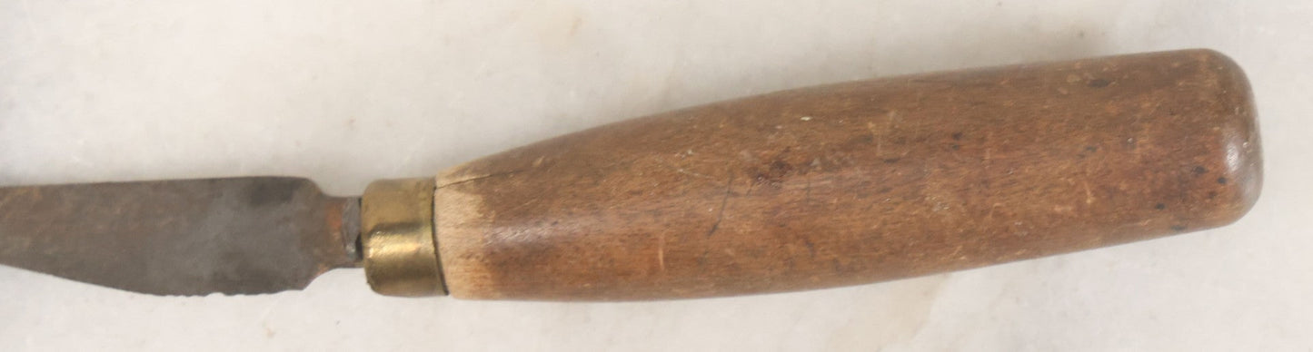 Lot 036 - Antique Farriers Hoof Knife With Wooden Handle, Brass Collar, Stamped Wilson Cutlery Co., Uxbridge, Massachusetts, 6-5/8" Length