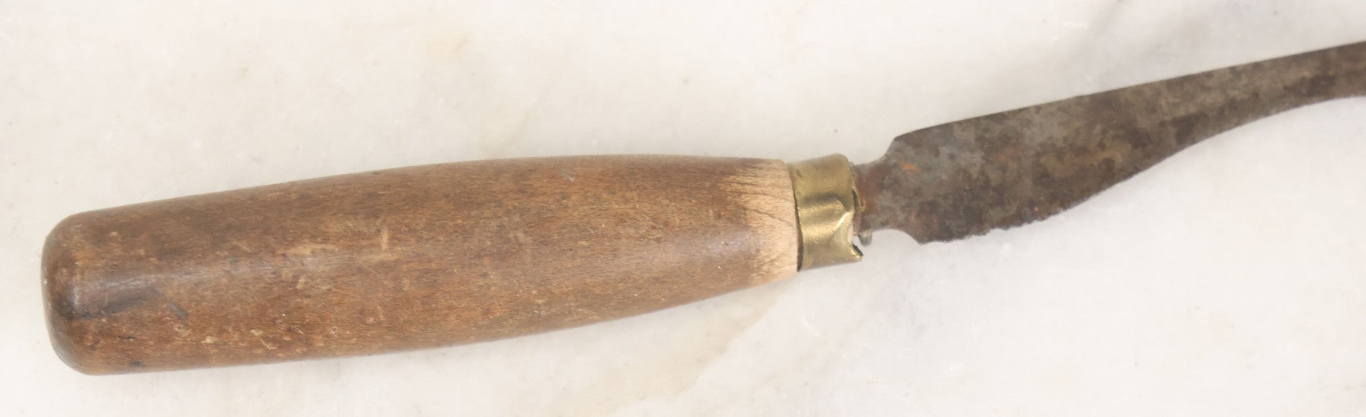 Lot 036 - Antique Farriers Hoof Knife With Wooden Handle, Brass Collar, Stamped Wilson Cutlery Co., Uxbridge, Massachusetts, 6-5/8" Length