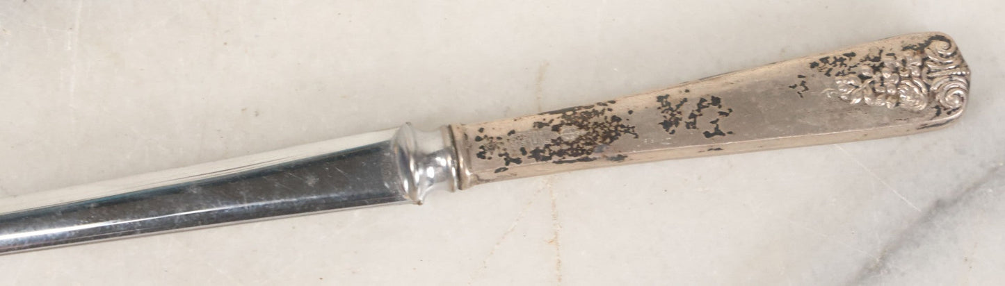 Lot 037 - Pair Of Antique Metal Letter Openers Including Webster Sterling Silver Handled Opener And Bronze Opener