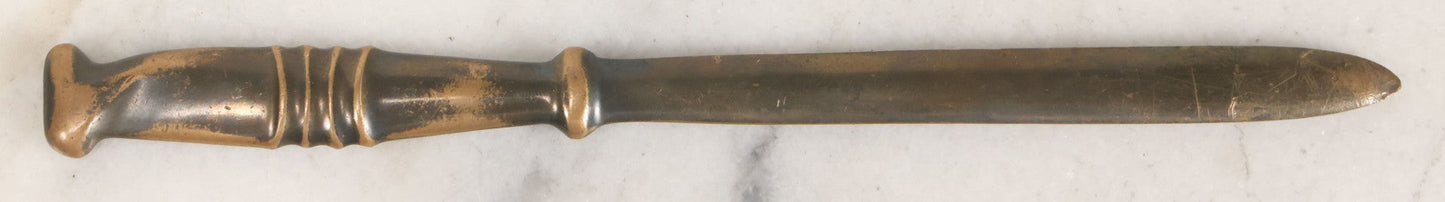 Lot 037 - Pair Of Antique Metal Letter Openers Including Webster Sterling Silver Handled Opener And Bronze Opener