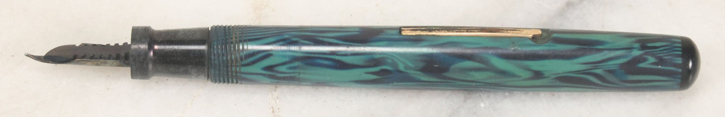 Lot 038 - Antique Carter's Fountain Pen With Blue / Green Marbling Color, Original Cap, The Carter's Ink Co., Boston, New York, & Chicago, 5" Length