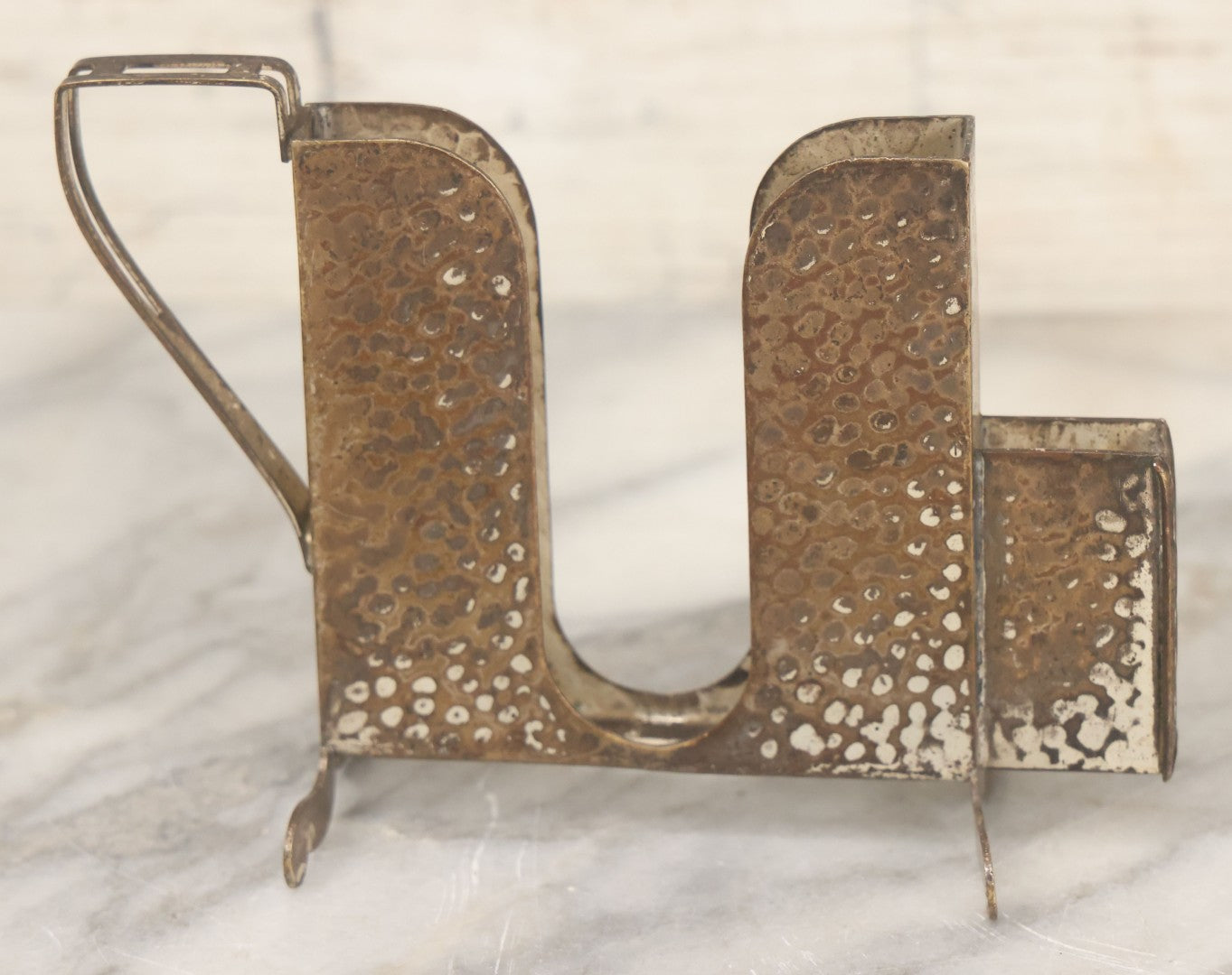 Lot 039 - Antique Art Nouveau Arts And Crafts Hammered Silver Plate Cigarette And Match Holder Stand, Apollo Silver Co., No. 2532, Note Bends