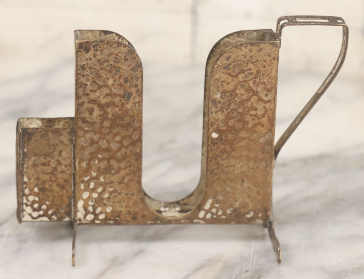 Lot 039 - Antique Art Nouveau Arts And Crafts Hammered Silver Plate Cigarette And Match Holder Stand, Apollo Silver Co., No. 2532, Note Bends