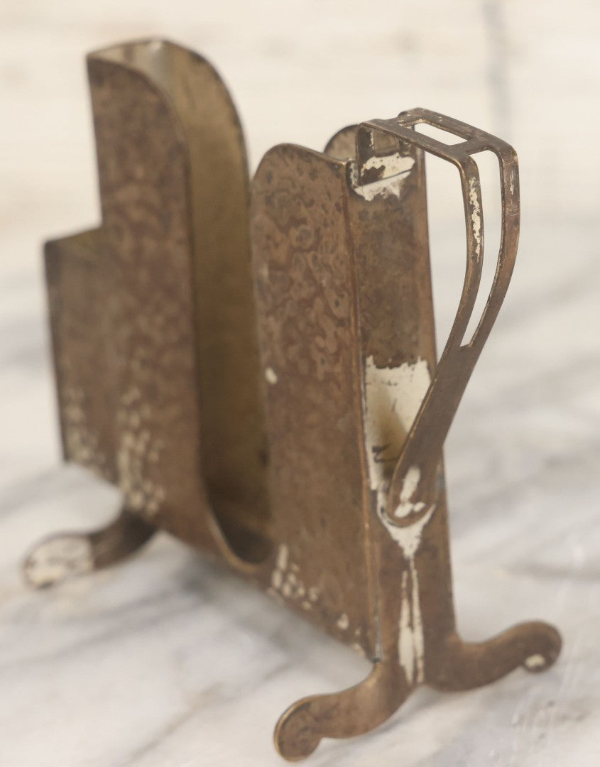 Lot 039 - Antique Art Nouveau Arts And Crafts Hammered Silver Plate Cigarette And Match Holder Stand, Apollo Silver Co., No. 2532, Note Bends