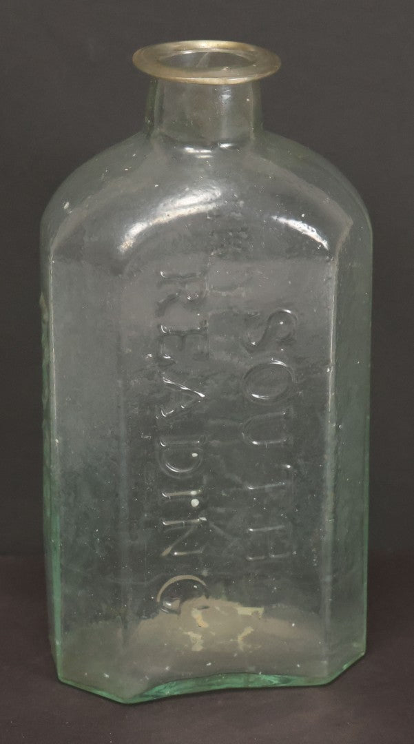 Lot 045 - Antique Hand Blown S.O. Richardson Bitters Green Tinted Clear Glass Bottle With Pontil, South Reading, Massachusetts, 6-1/2" Height