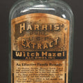 Lot 047 - Antique Harris' Pure Extract Witch Hazel Blue Tinted Clear Glass Bottle With Paper Label, Put Up By Frank E. Harris, Manufacturing Chemist, Binghamton, New York, 6-7/8" Height