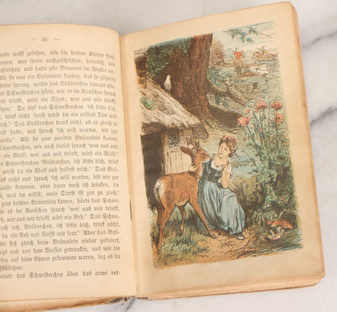Lot 049 - "Children's And Household Tales Collected By The Brothers Grimm" Antique Grimm's Fairy Tales Book In German, 37th Edition, With Color Illustrations After Paul Meyerheim, Ferd. Dümmlers Verlagsbuchhandlung, Publishers, Berlin, 1883