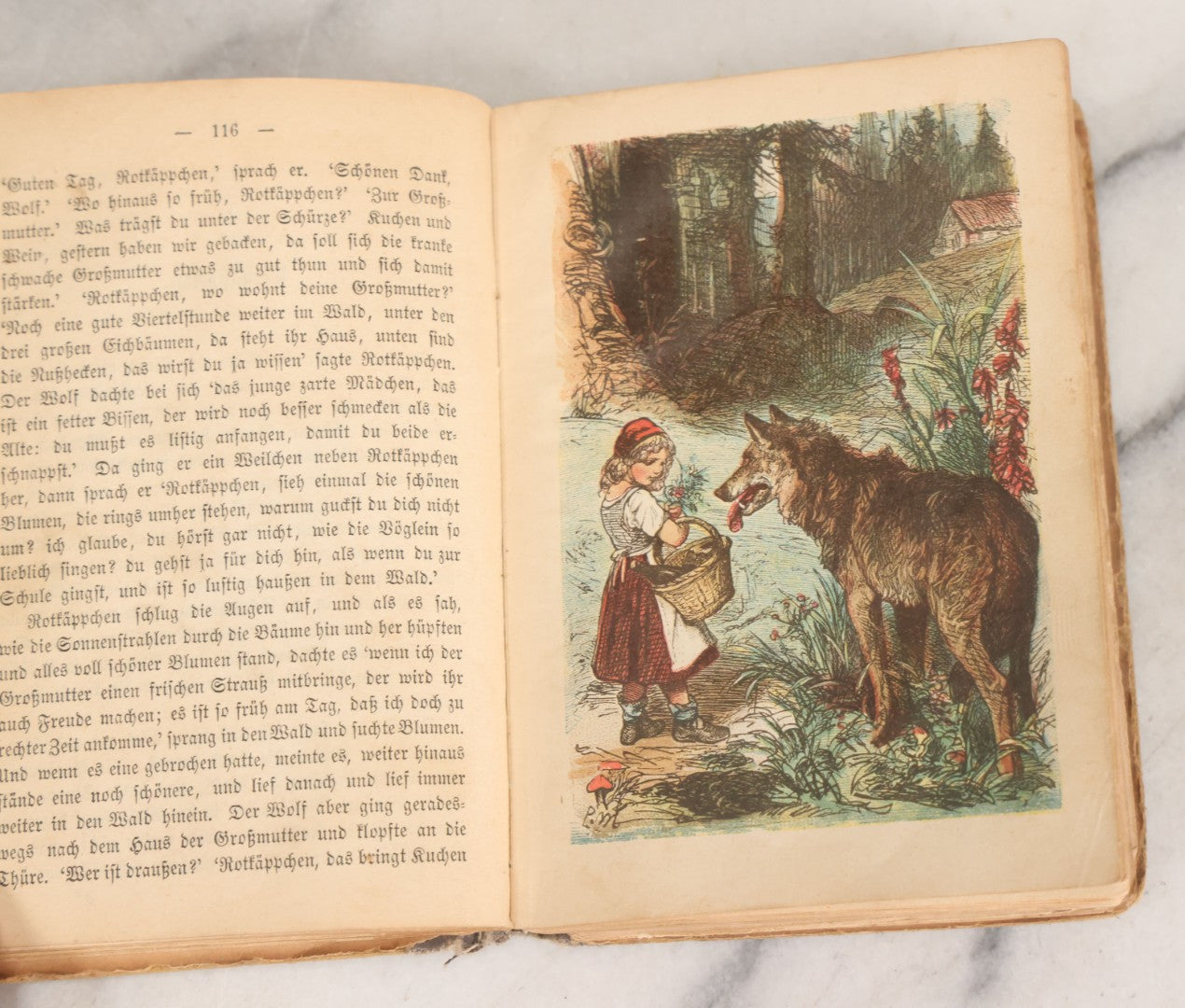 Lot 049 - "Children's And Household Tales Collected By The Brothers Grimm" Antique Grimm's Fairy Tales Book In German, 37th Edition, With Color Illustrations After Paul Meyerheim, Ferd. Dümmlers Verlagsbuchhandlung, Publishers, Berlin, 1883