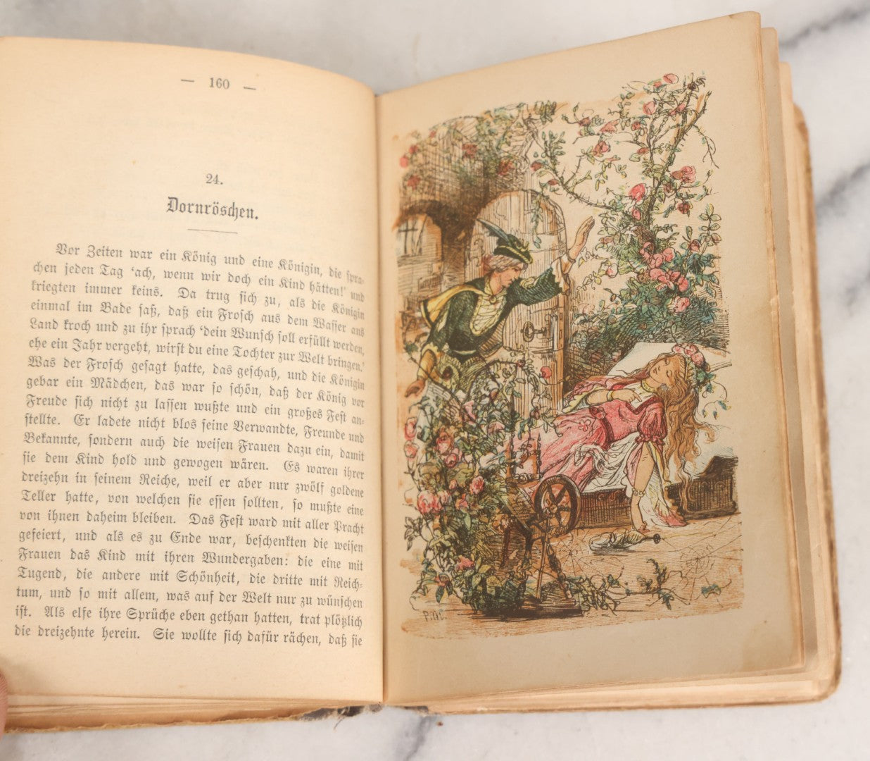 Lot 049 - "Children's And Household Tales Collected By The Brothers Grimm" Antique Grimm's Fairy Tales Book In German, 37th Edition, With Color Illustrations After Paul Meyerheim, Ferd. Dümmlers Verlagsbuchhandlung, Publishers, Berlin, 1883