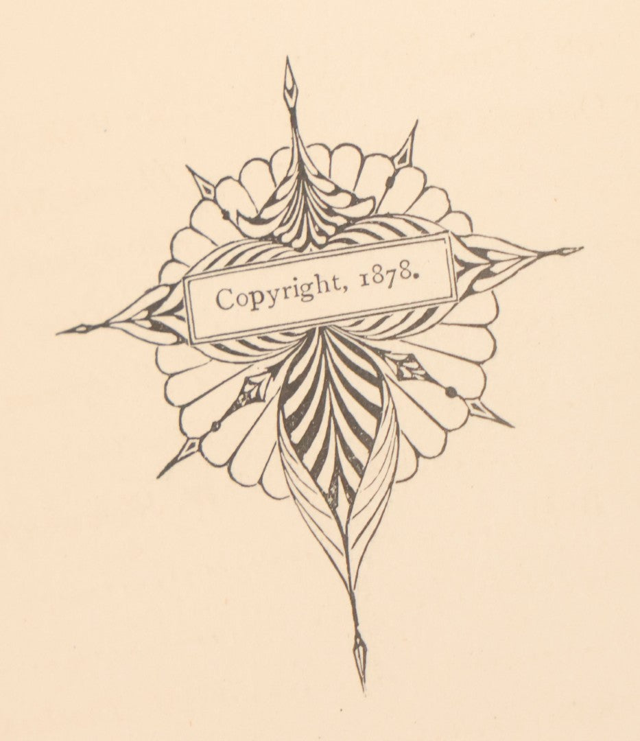 Lot 050 - "Christmas In Art & Song" Antique Book With 40+ Illustrations, Many Full Page Plates, With Christmas 1878  Gift Inscription, Gilt Lettering, Gold And Black Mistletoe Motif, On Cover, The Arundel Printing And Publishing Company, New York, 1879