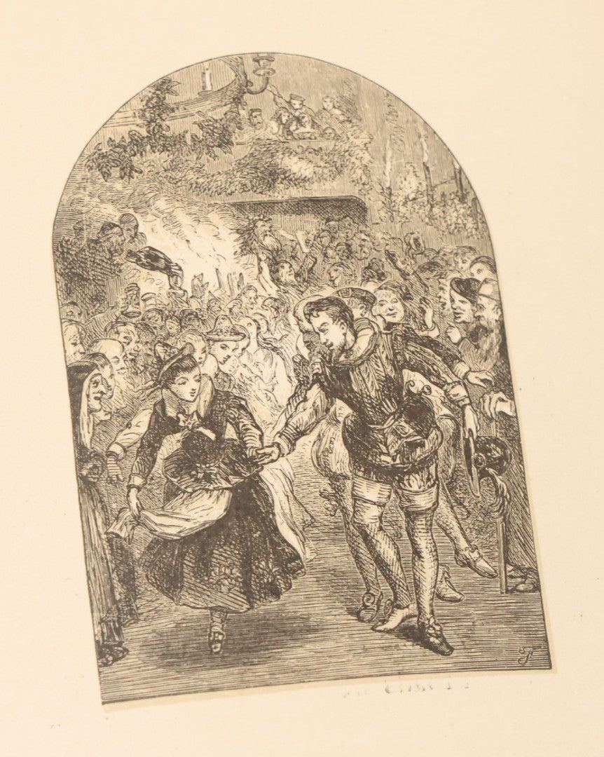 Lot 050 - "Christmas In Art & Song" Antique Book With 40+ Illustrations, Many Full Page Plates, With Christmas 1878  Gift Inscription, Gilt Lettering, Gold And Black Mistletoe Motif, On Cover, The Arundel Printing And Publishing Company, New York, 1879