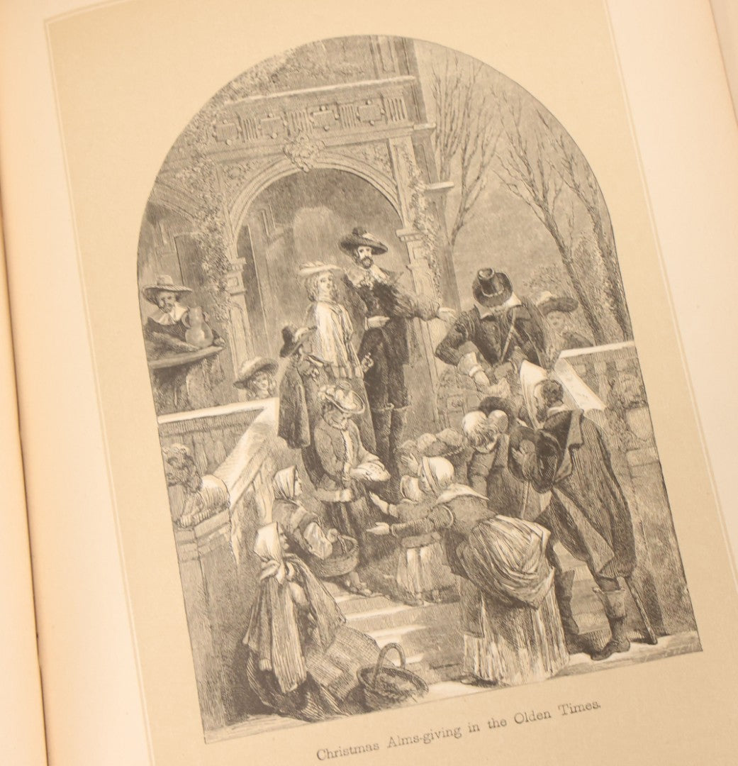 Lot 050 - "Christmas In Art & Song" Antique Book With 40+ Illustrations, Many Full Page Plates, With Christmas 1878  Gift Inscription, Gilt Lettering, Gold And Black Mistletoe Motif, On Cover, The Arundel Printing And Publishing Company, New York, 1879