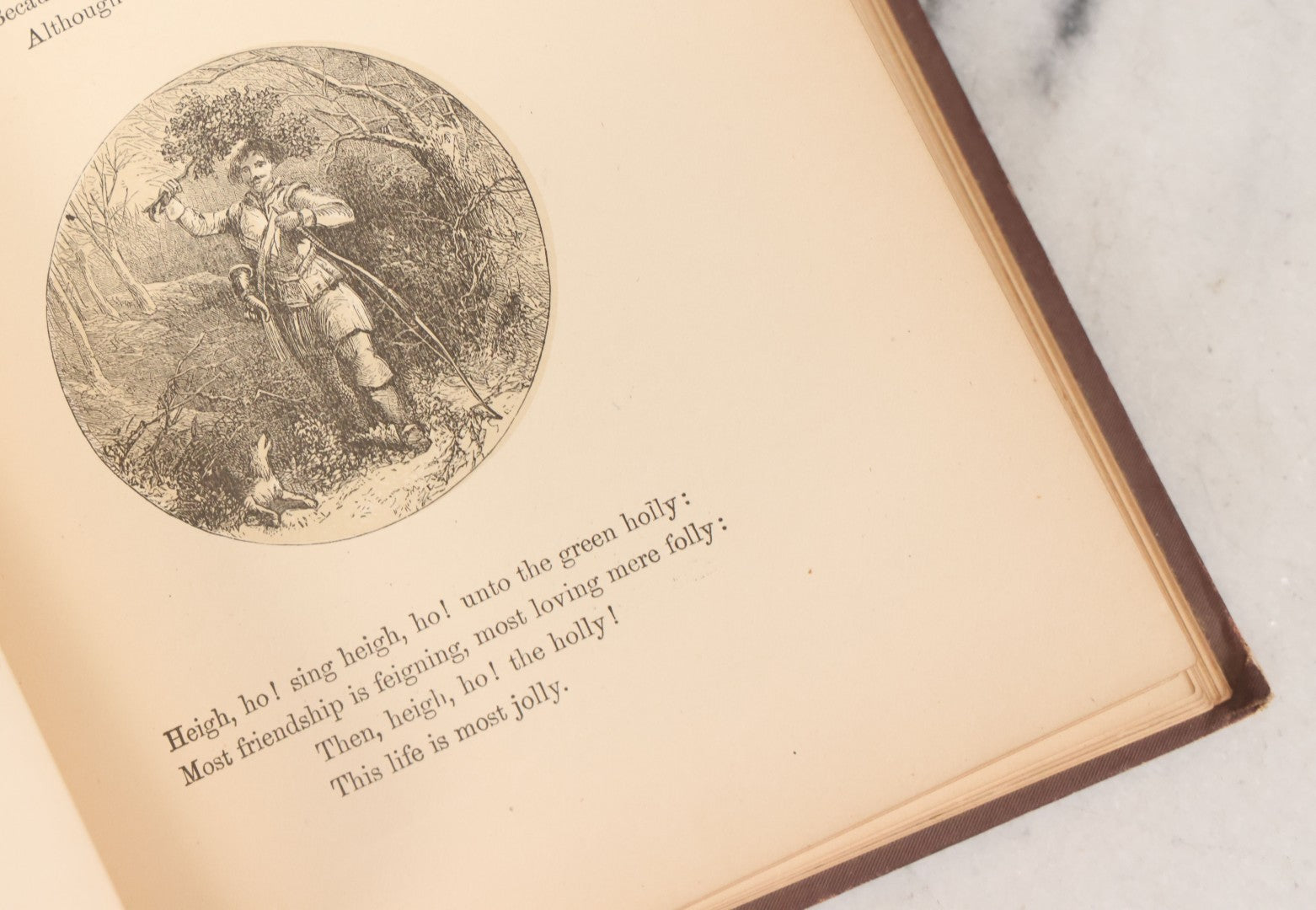 Lot 050 - "Christmas In Art & Song" Antique Book With 40+ Illustrations, Many Full Page Plates, With Christmas 1878  Gift Inscription, Gilt Lettering, Gold And Black Mistletoe Motif, On Cover, The Arundel Printing And Publishing Company, New York, 1879