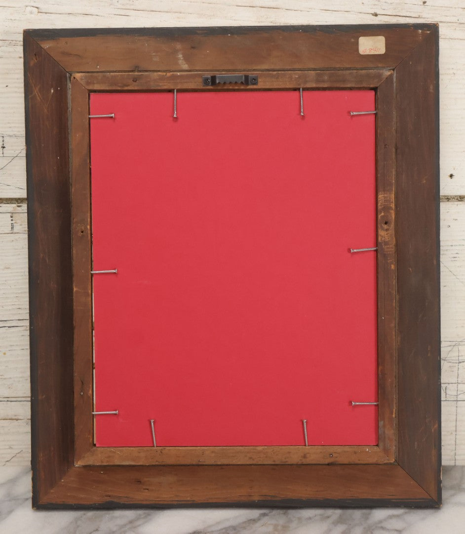 Lot 051 - Antique Victorian Scrapbook Page With Santa Claus Embossed Die Cut In Black Etched Eastlake Frame, 11-7/8" x 13-7/8"