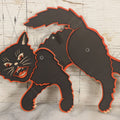 Lot 055 - Vintage Jointed Paper Board Black Cat Halloween Die Cut, Marked Made In U.S.A., Unsigned